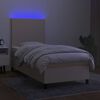 vidaXL Cama box spring c/ colch&atilde;o e LED 90x190 cm tecido cor creme