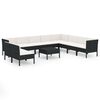 vidaXL 11 pcs conjunto lounge de jardim c/ almofad&otilde;es vime PE preto