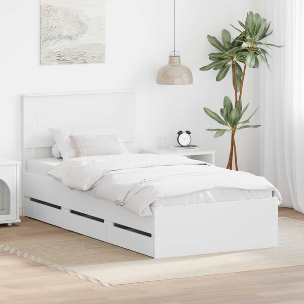 vidaXL Estrutura da Cama Branco 100 x 200 cm Madeira de Engenharia
