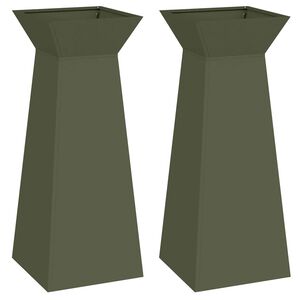 vidaXL Vaso de Pilar 2 pcs Verde-azeitona 40 x 40 x 100 cm