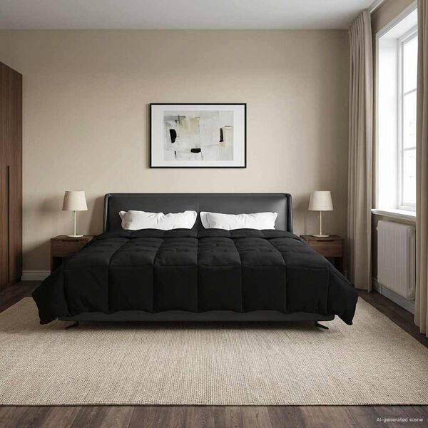 vidaXL Duvet de Ano Inteiro Colchonete Preto 220 x 240 cm Microfibra