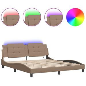 vidaXL Estrutura de cama com LED sem colch&atilde;o Zadar 180x200 cm cappuccino