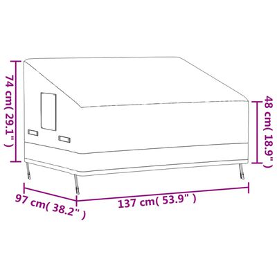 vidaXL Capa para sofá de 2 lugares 137x97x48/74 cm 600D oxford bege