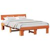 vidaXL Estrutura da Cama com cabeceira Marrom Cera 150 x 200 cm