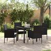 vidaXL Conjunto de Jantar para Jardim com almofada 5 pcs Preto vime PE