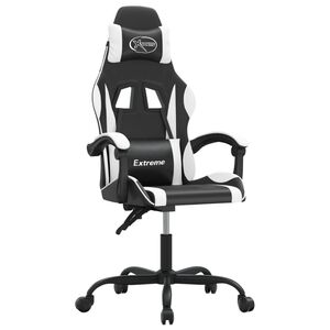 vidaXL Cadeira gaming couro artificial preto e branco