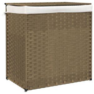 vidaXL Cesto para roupa suja com 2 sec&ccedil;&otilde;es 53x35x57 cm vime PE
