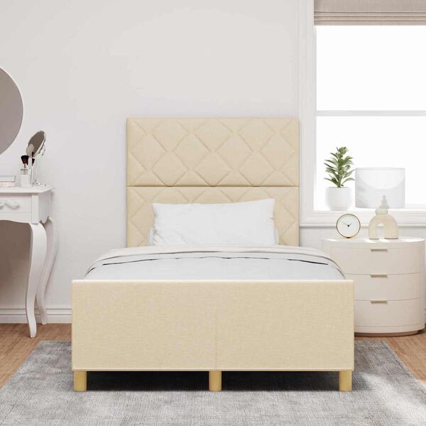 vidaXL Estrutura da Cama com cabeceira Creme 120 x 190 cm tecido