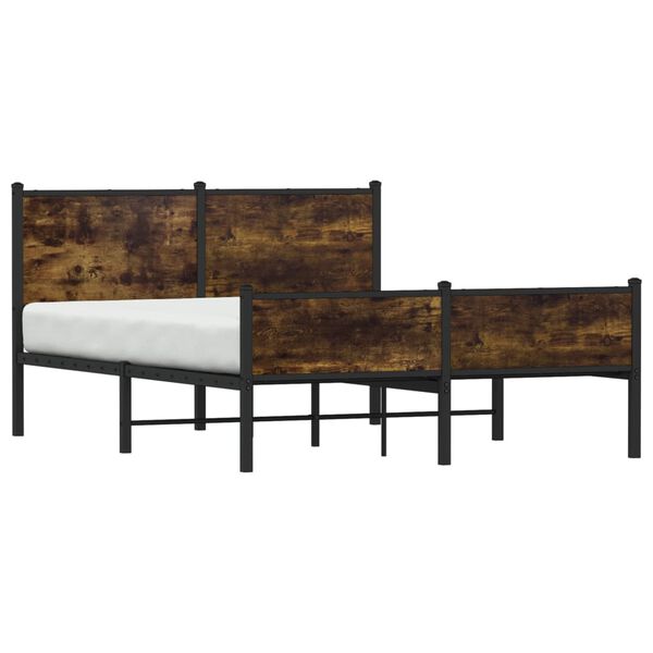 vidaXL Estrutura de cama sem colchão 137x190 cm metal carvalho fumado