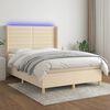 vidaXL Cama box spring c/ colch&atilde;o e LED 140x190 cm tecido cor creme