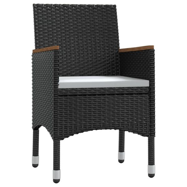 vidaXL 7 pcs conjunto de jantar para jardim com almofadões preto