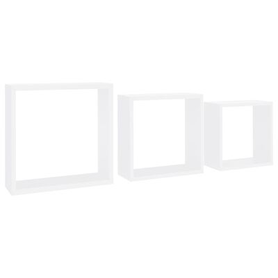 vidaXL Prateleiras de parede em forma de cubo 3 pcs MDF branco