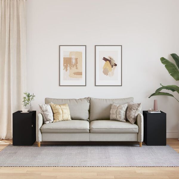 vidaXL Mesas de apoio 2 pcs 50x30x50 cm derivados de madeira preto