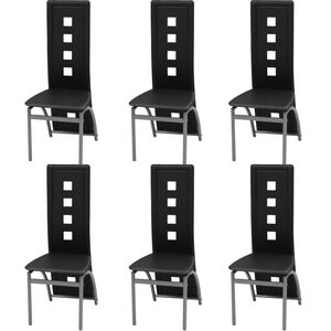 vidaXL Cadeiras de jantar 6 pcs couro artificial preto