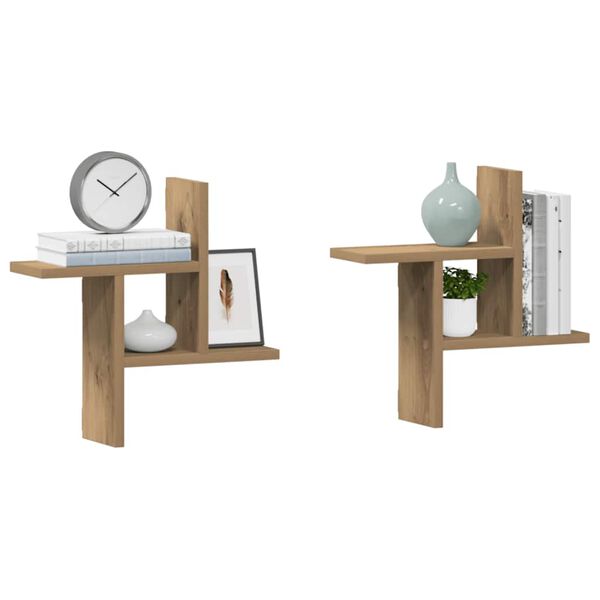 vidaXL Prateleiras de parede 2pcs derivados madeira carvalho artisiano