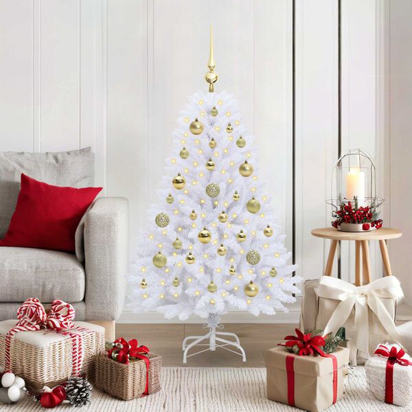 vidaXL &Aacute;rvore de Natal Articulada Artificial Branco 120 cm PVC e A&ccedil;o