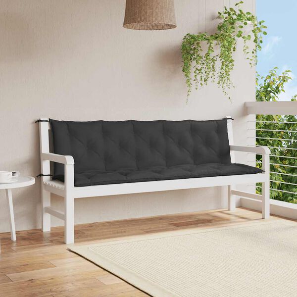 vidaXL Almofad&atilde;o banco de jardim 180x(50+50)x7cm tecido oxford preto