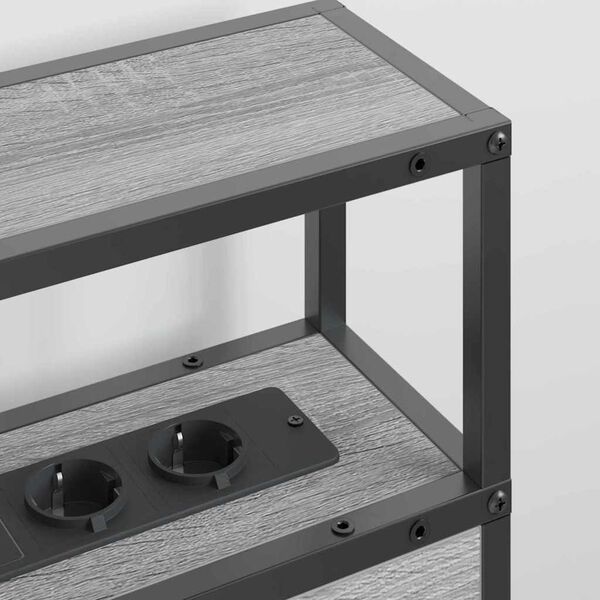 vidaXL Cabeceira de armazenamento com cabeceira Sonoma cinzento 140 cm