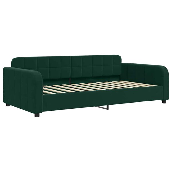 vidaXL Sof&aacute;-cama c/ gavet&atilde;o e colch&otilde;es 90x200cm veludo verde-escuro