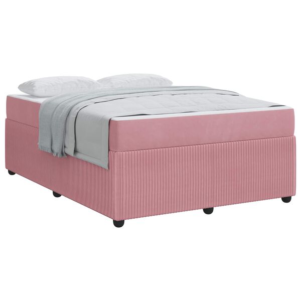 vidaXL Estrutura da Cama com colch&atilde;o Rosa 140 x 200 cm tecido