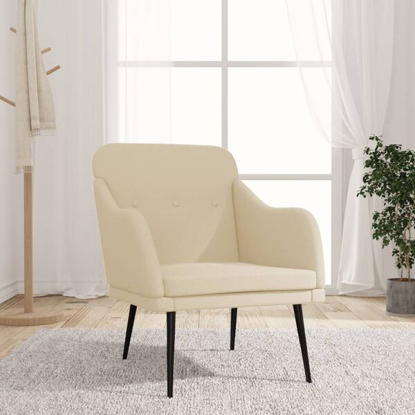 vidaXL Cadeira com apoio de bra&ccedil;os 63x76x80 cm tecido cor creme