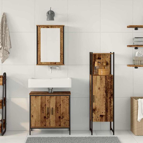 vidaXL Conjunto de M&oacute;veis para Banheiro com porta 3 pcs Castanho