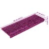 vidaXL Tapetes de escada 15 pe&ccedil;as 65x21x4 cm roxo com borda retangular