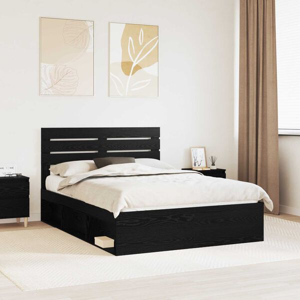 vidaXL Estrutura da Cama Preto 140 x 190 cm Madeira de Pinheiro S&oacute;lida