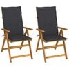 vidaXL Cadeiras jardim reclin&aacute;veis c/ almofad&otilde;es 2 pcs ac&aacute;cia maci&ccedil;a