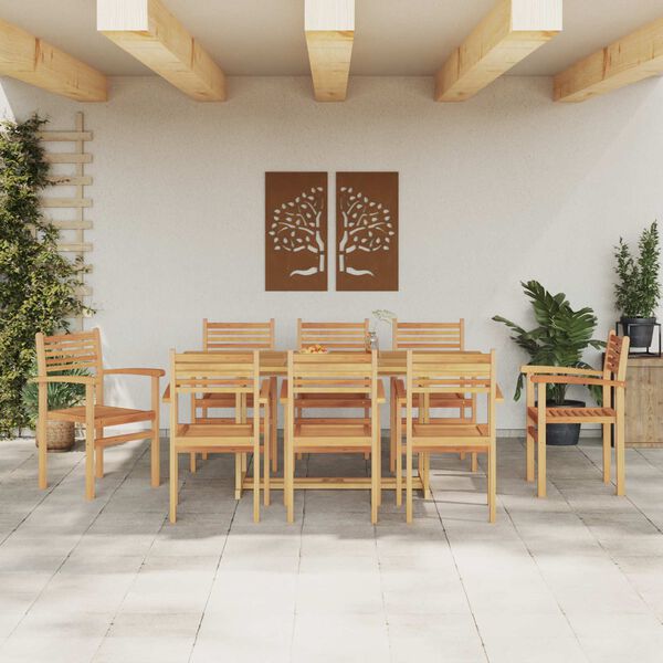 vidaXL Conjunto de Jantar para Jardim 9 pcs Castanho