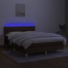 vidaXL Cama box spring c/ colch&atilde;o/LED 140x200cm tecido castanho-escuro