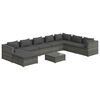 vidaXL 9 pcs conjunto lounge de jardim c/ almofad&otilde;es vime PE cinzento
