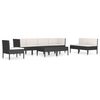 vidaXL 9 pcs conjunto lounge de jardim c/ almofad&otilde;es vime PE preto