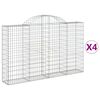 vidaXL Cestos gabi&atilde;o arqueados 4pcs 200x30x120/140cm ferro galvanizado