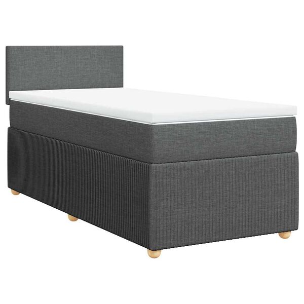 vidaXL Cama com molas/colch&atilde;o 90x200 cm tecido cinzento-escuro