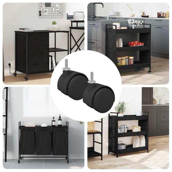 vidaXL Rod&iacute;zios 2 pcs Preto 40,1 x 40,1 x 37,8 mm PP e Ferro