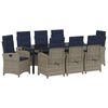 vidaXL Conjunto de Jantar para Jardim 9 unid. Cinzeto vime PE