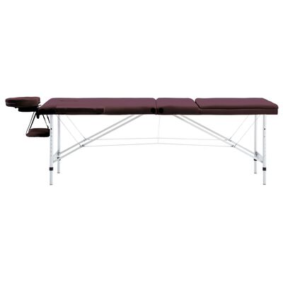 vidaXL Mesa de massagens dobrável 3 zonas alumínio roxo escuro