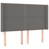 vidaXL Cabeceira cama c/ abas couro artif. 147x16x118/128 cm cinzento
