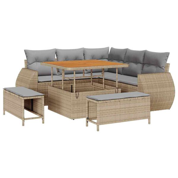 vidaXL Conjunto de Sof&aacute; de Jardim 8 pcs bege e cinzento claro