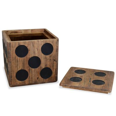 vidaXL Caixa de arrumação madeira mindi 40x40x40 cm design de dado