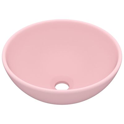vidaXL Lavatório WC luxuoso redondo 32,5x14cm cerâmica rosa mate