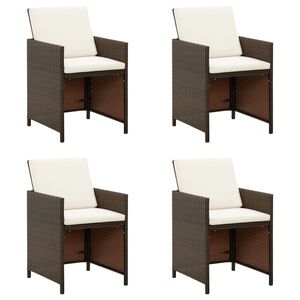 vidaXL Cadeiras de jardim 4 pcs com almofad&otilde;es vime PE castanho
