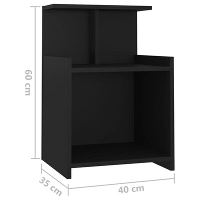vidaXL Mesa de cabeceira 40x35x60 cm contraplacado preto