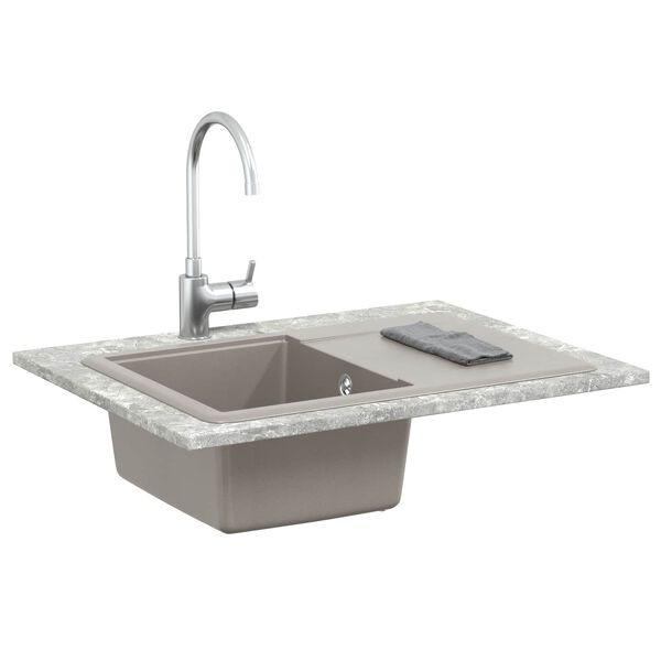 vidaXL Pia Cinzeto 670 x 460 mm 80% Quartzo e 20% Resina