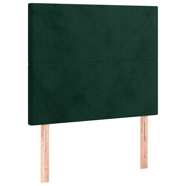 vidaXL Cabeceira de cama c/ LED veludo 90x5x118/128 cm verde-escuro