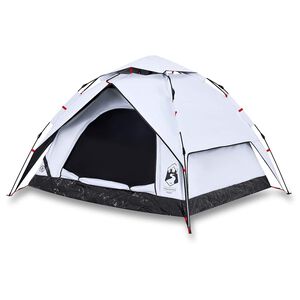 vidaXL Tenda campismo c&uacute;pula 3 pessoas opaca liberta&ccedil;&atilde;o r&aacute;pida branco