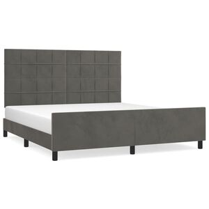 vidaXL Estrutura de cama sem colch&atilde;o 160x200 cm veludo cinzento-escuro