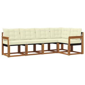 vidaXL Conjunto de Sof&aacute;s para Exterior 5 pcs Natural e Creme
