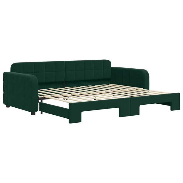 vidaXL Sof&aacute;-cama com gavet&atilde;o 90x200 cm veludo verde-escuro